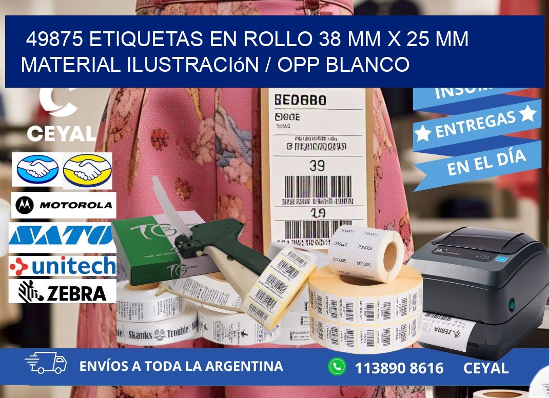 49875 Etiquetas en rollo 38 mm x 25 mm material Ilustración / OPP Blanco