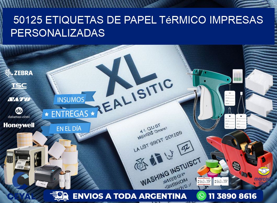 50125 Etiquetas de papel térmico impresas personalizadas