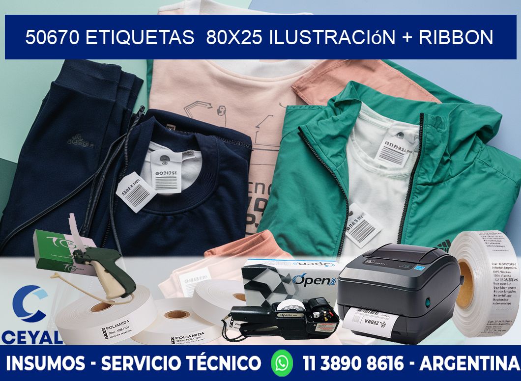 50670 etiquetas  80x25 ilustración + ribbon