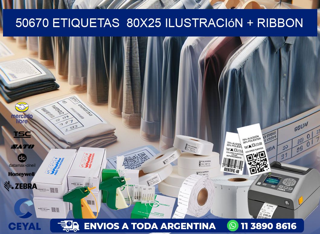 50670 etiquetas  80×25 ilustración + ribbon