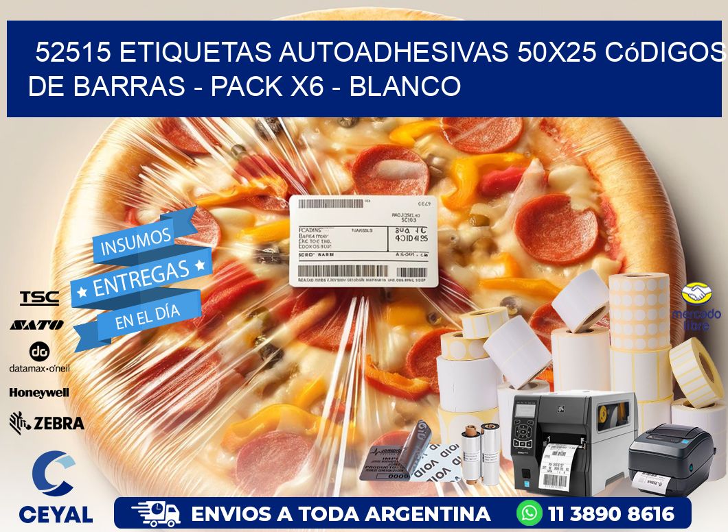 52515 Etiquetas Autoadhesivas 50x25 Códigos De Barras - Pack X6 - Blanco
