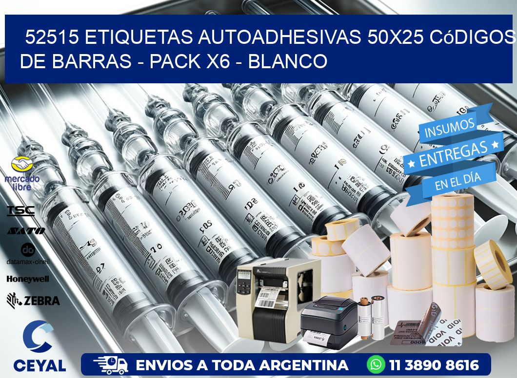52515 Etiquetas Autoadhesivas 50×25 Códigos De Barras – Pack X6 – Blanco