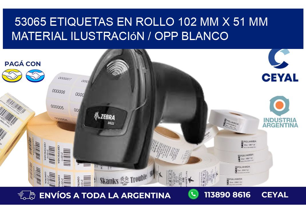53065 Etiquetas en rollo 102 mm x 51 mm material Ilustración / OPP Blanco