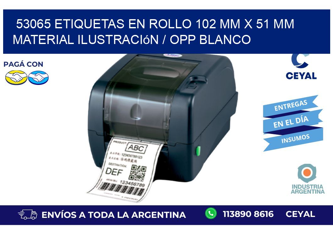 53065 Etiquetas en rollo 102 mm x 51 mm material Ilustración / OPP Blanco