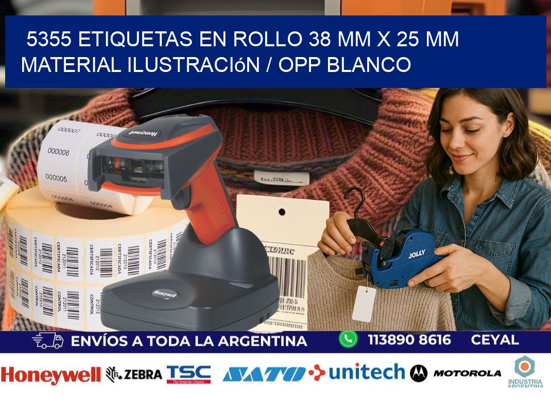 5355 Etiquetas en rollo 38 mm x 25 mm material Ilustración / OPP Blanco