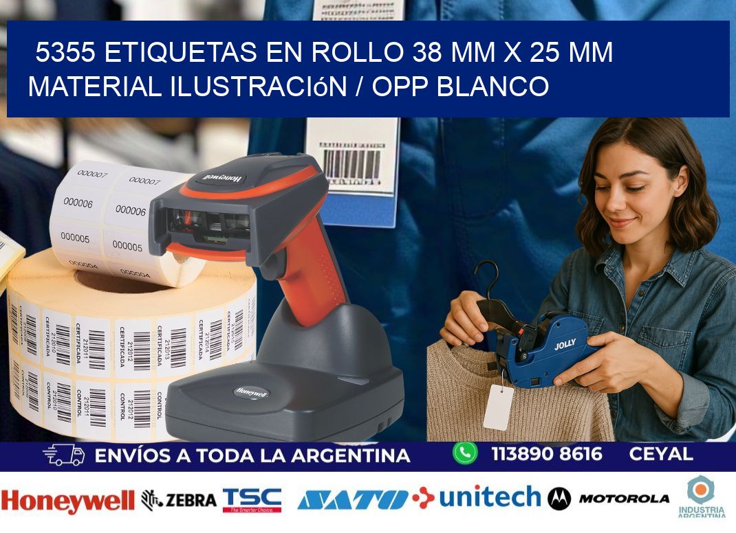 5355 Etiquetas en rollo 38 mm x 25 mm material Ilustración / OPP Blanco