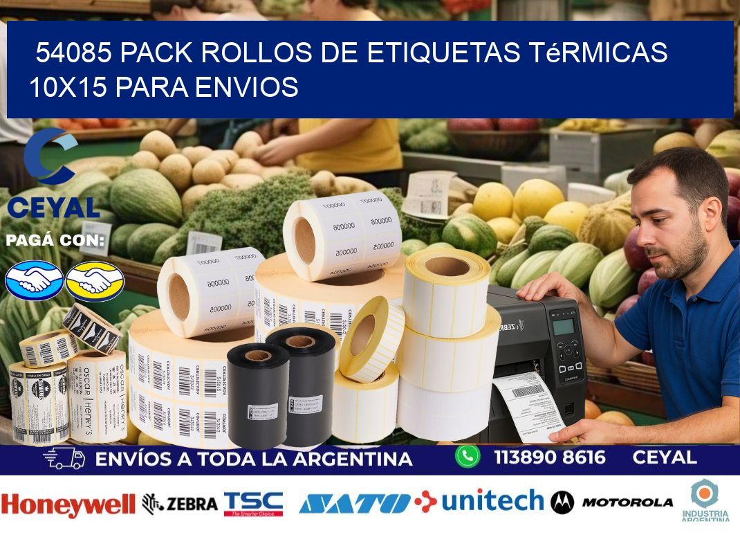 54085 pack rollos de etiquetas térmicas 10×15 para Envios