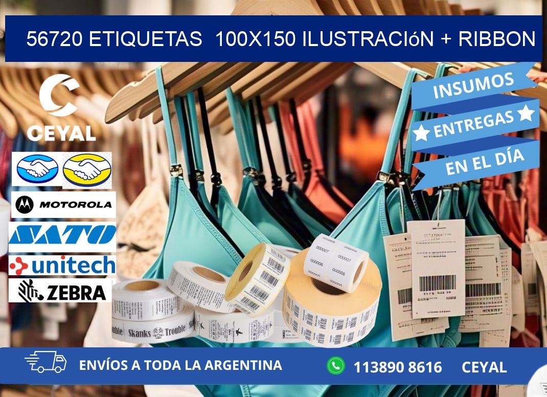 56720 etiquetas 100x150 ilustración + ribbon