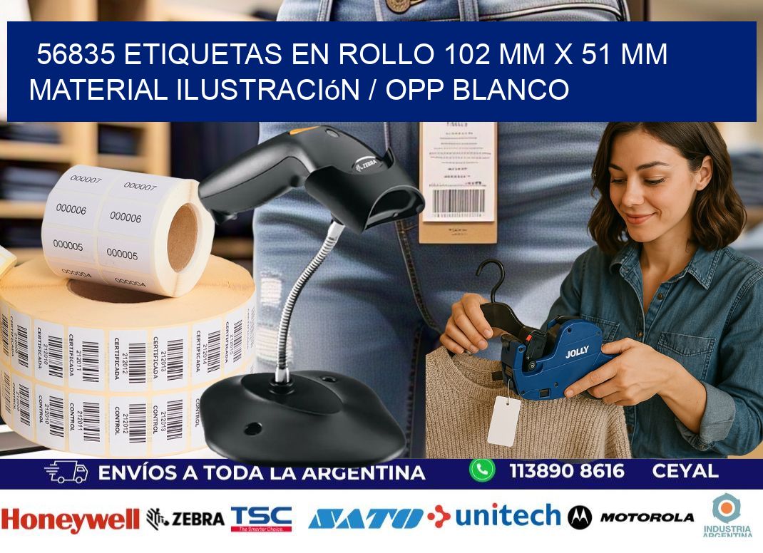 56835 Etiquetas en rollo 102 mm x 51 mm material Ilustración / OPP Blanco