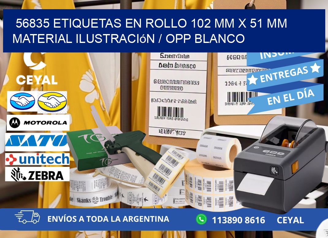 56835 Etiquetas en rollo 102 mm x 51 mm material Ilustración / OPP Blanco