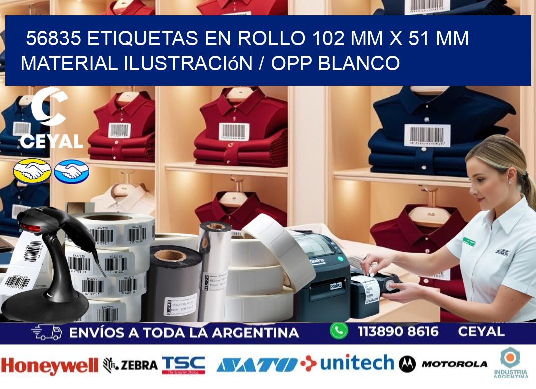 56835 Etiquetas en rollo 102 mm x 51 mm material Ilustración / OPP Blanco