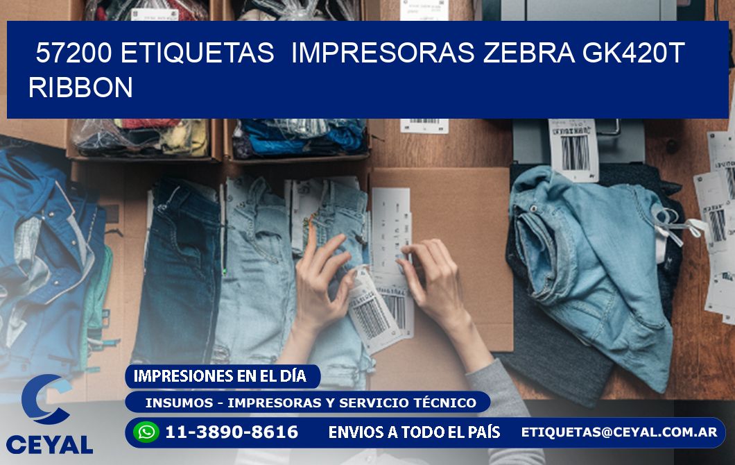 57200 Etiquetas impresoras zebra gk420t ribbon