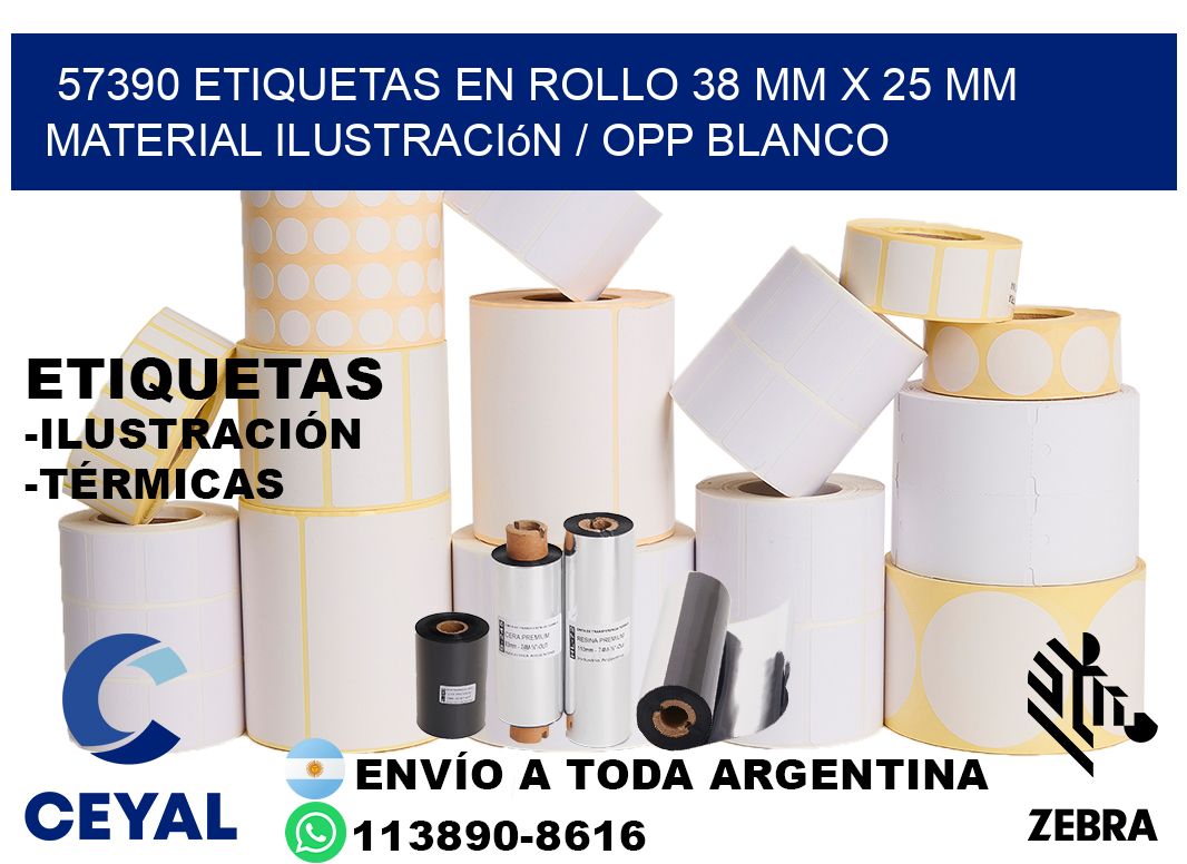 57390 Etiquetas en rollo 38 mm x 25 mm material Ilustración / OPP Blanco