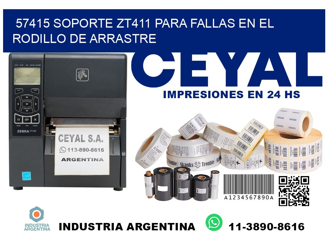 57415 soporte zt411 para fallas en el rodillo de arrastre