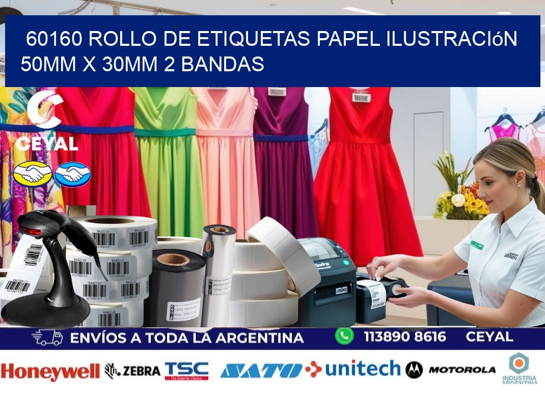 60160 Rollo de Etiquetas Papel Ilustración 50mm x 30mm 2 Bandas