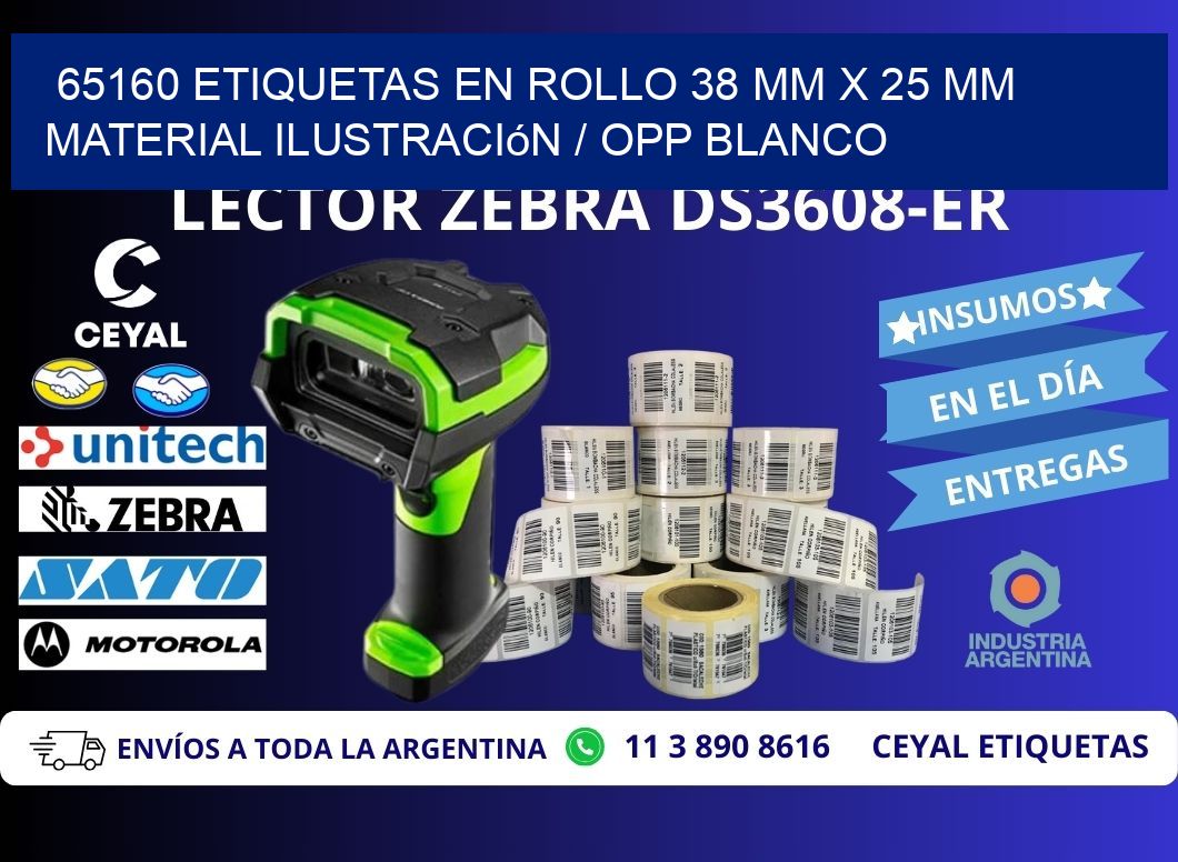 65160 Etiquetas en rollo 38 mm x 25 mm material Ilustración / OPP Blanco