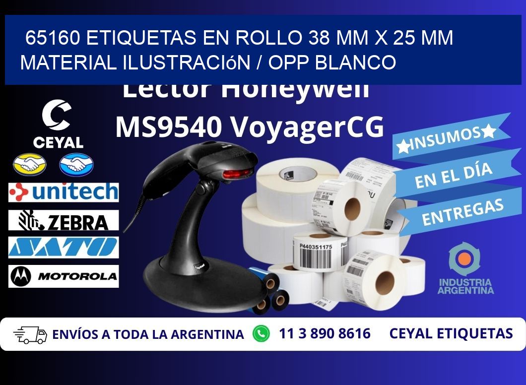 65160 Etiquetas en rollo 38 mm x 25 mm material Ilustración / OPP Blanco