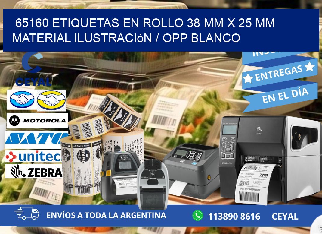 65160 Etiquetas en rollo 38 mm x 25 mm material Ilustración / OPP Blanco