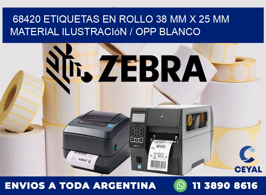 68420 Etiquetas en rollo 38 mm x 25 mm material Ilustración / OPP Blanco