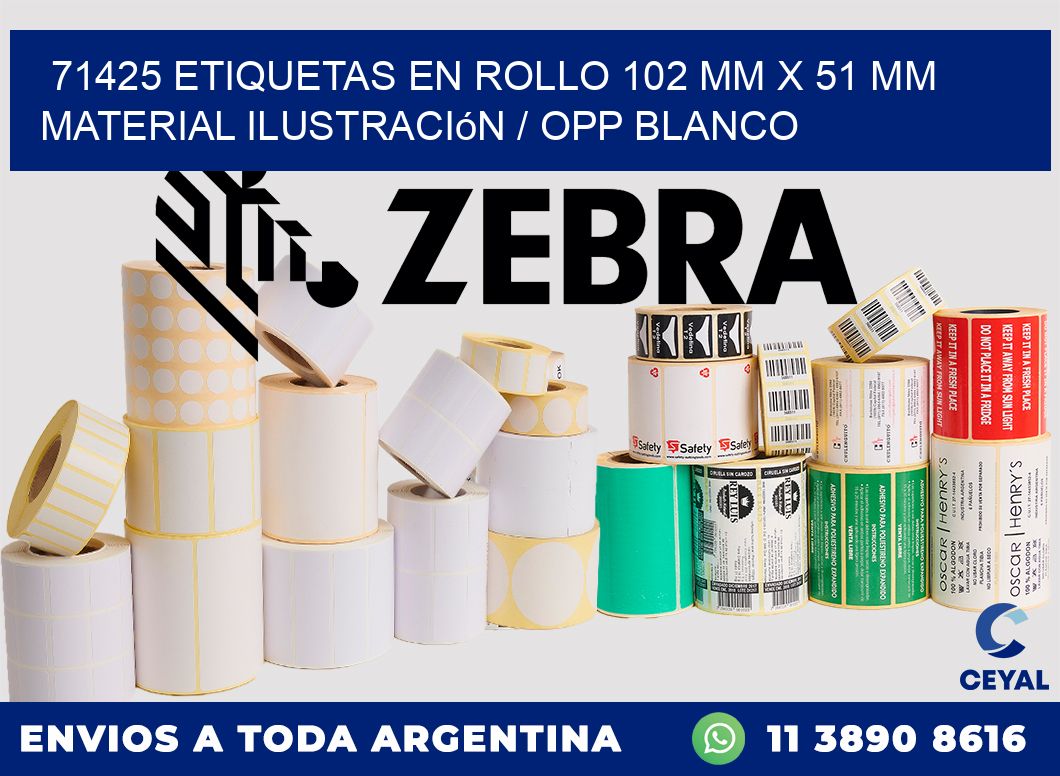 71425 Etiquetas en rollo 102 mm x 51 mm material Ilustración / OPP Blanco