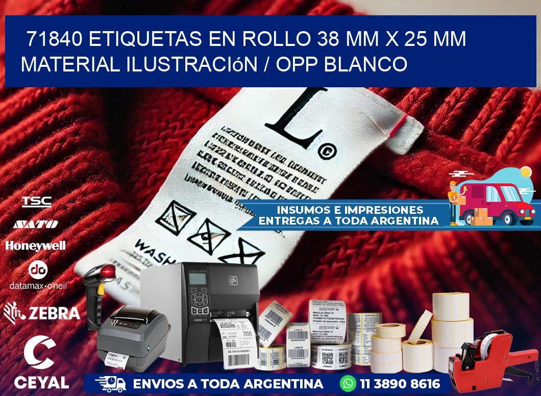 71840 Etiquetas en rollo 38 mm x 25 mm material Ilustración / OPP Blanco