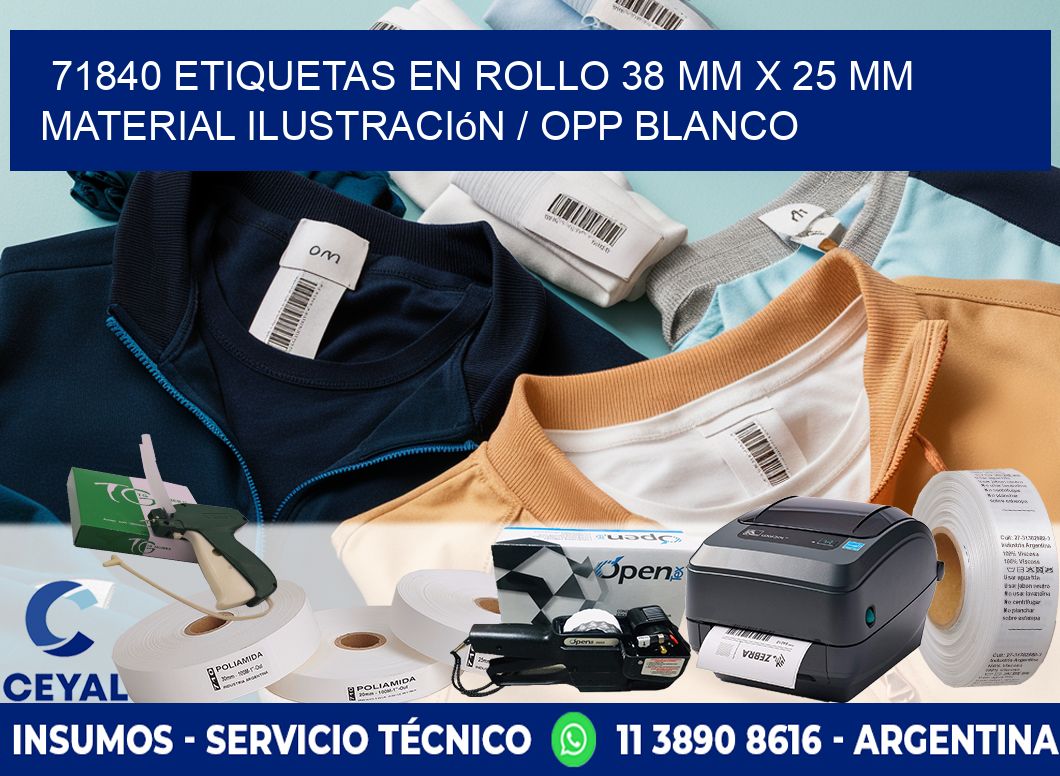 71840 Etiquetas en rollo 38 mm x 25 mm material Ilustración / OPP Blanco