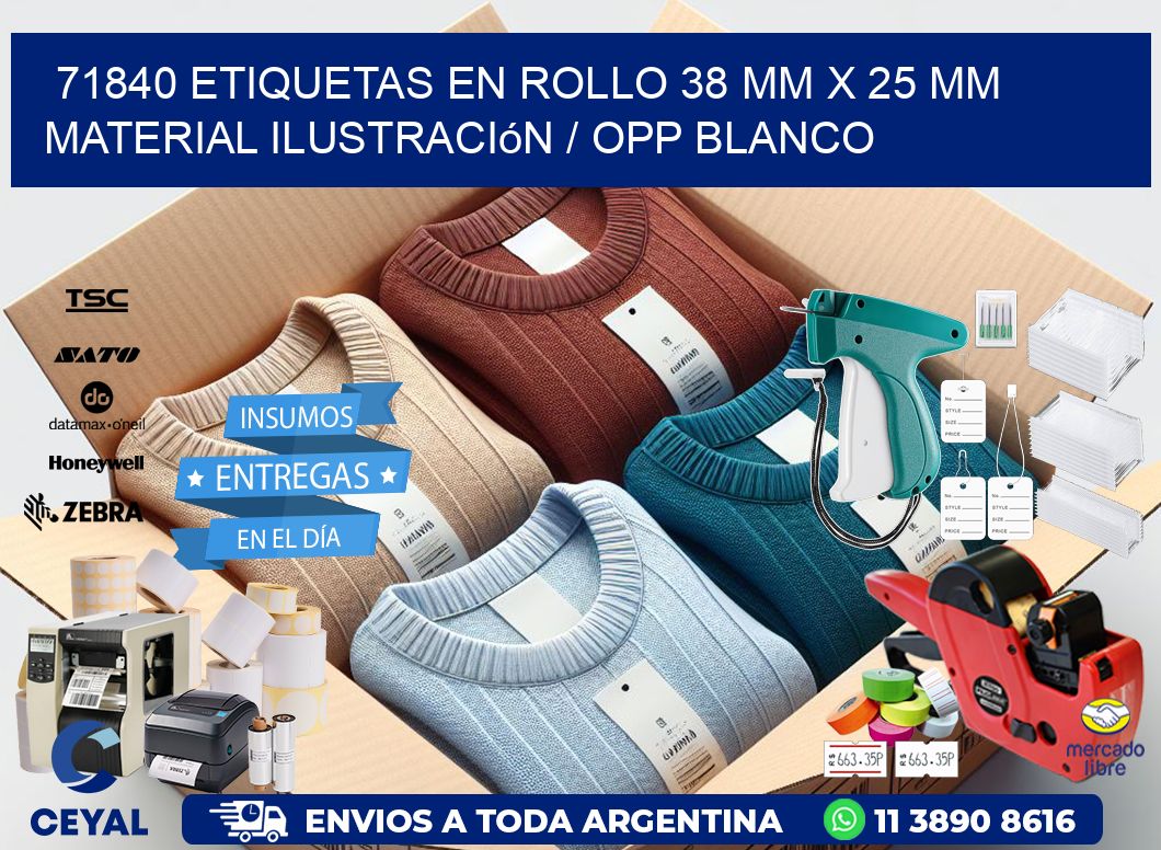 71840 Etiquetas en rollo 38 mm x 25 mm material Ilustración / OPP Blanco