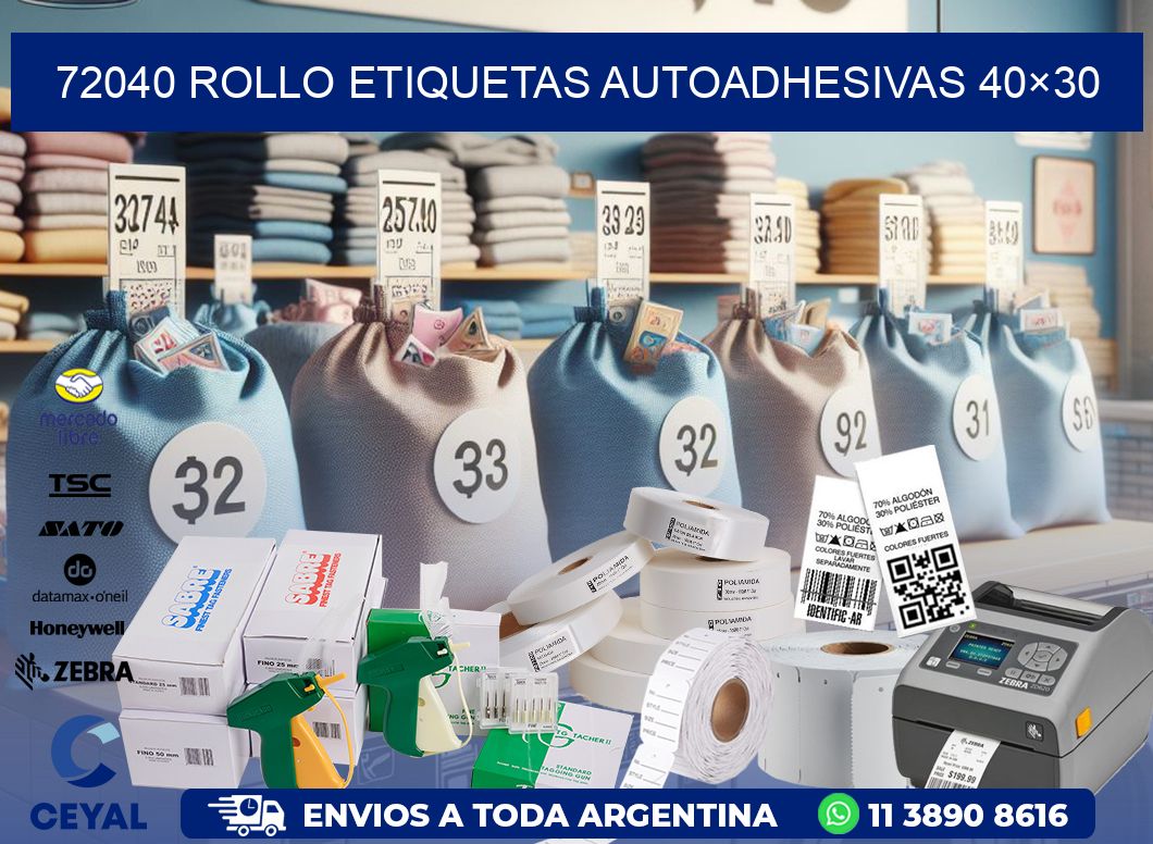 72040 Rollo Etiquetas autoadhesivas 40×30