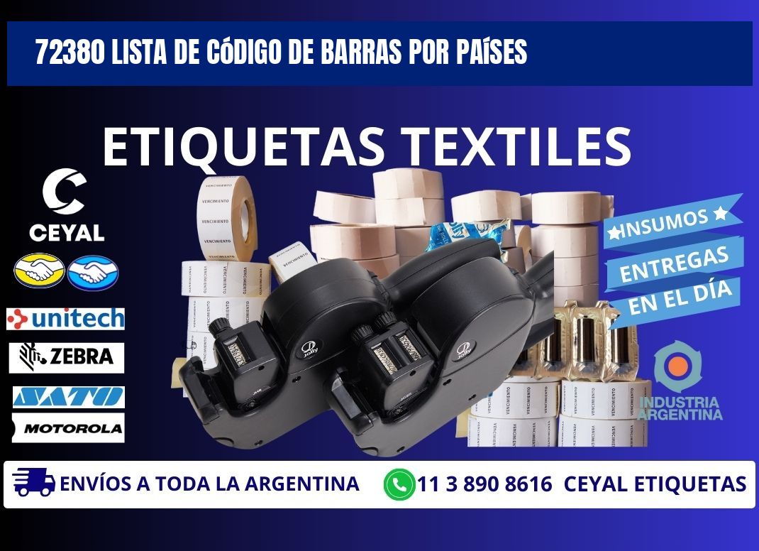 72380 Lista de código de barras por países