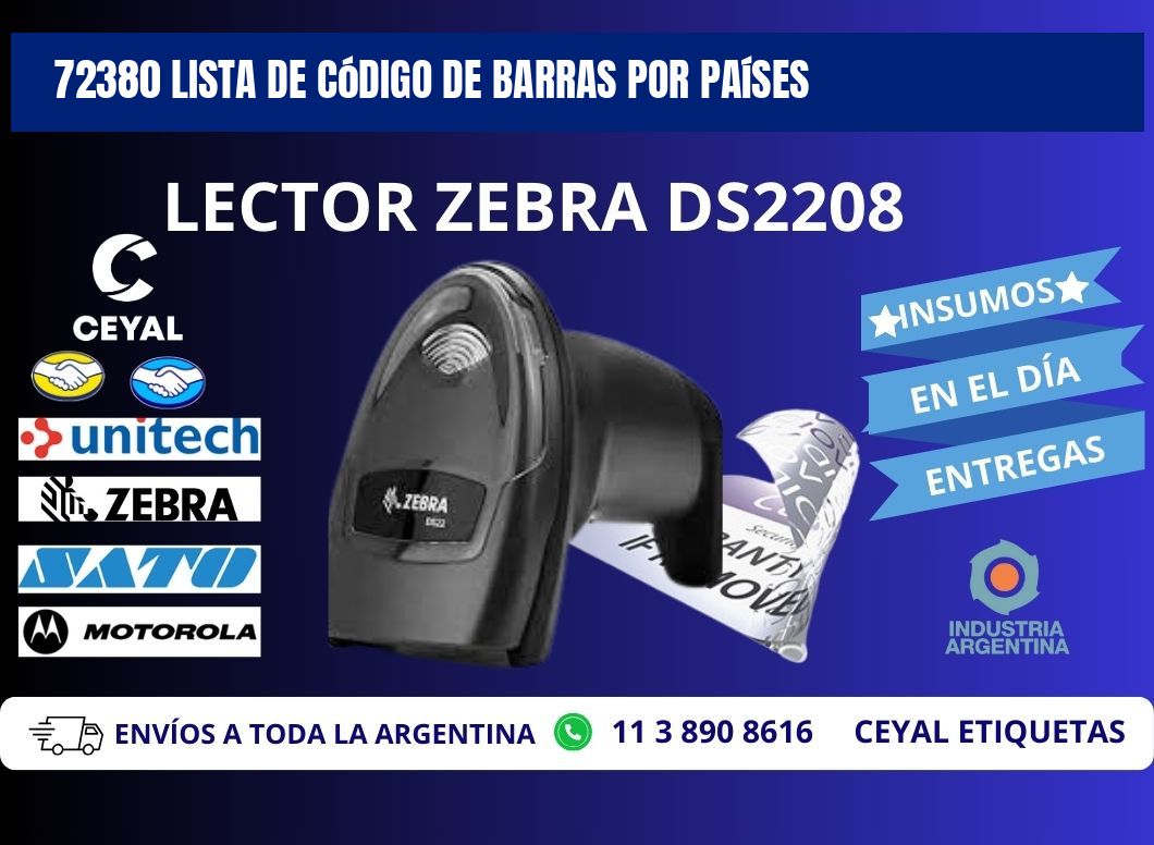 72380 Lista de código de barras por países