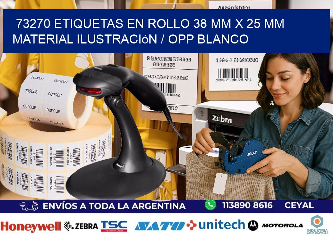 73270 Etiquetas en rollo 38 mm x 25 mm material Ilustración / OPP Blanco