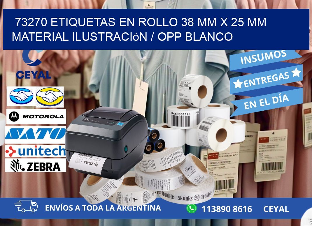 73270 Etiquetas en rollo 38 mm x 25 mm material Ilustración / OPP Blanco