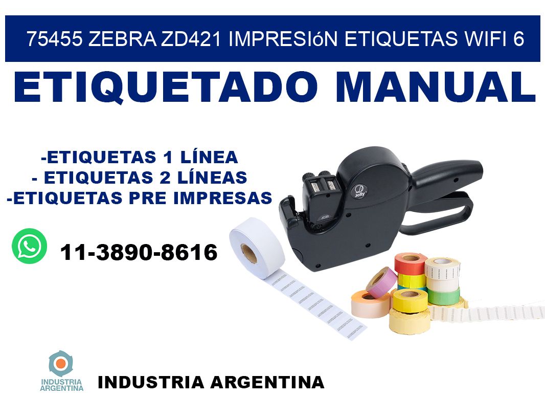 75455 Zebra ZD421 impresión etiquetas WiFi 6