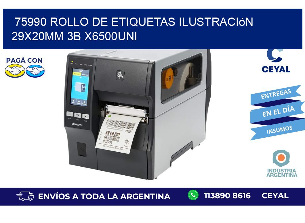 75990 Rollo De Etiquetas Ilustración 29x20mm 3b X6500uni