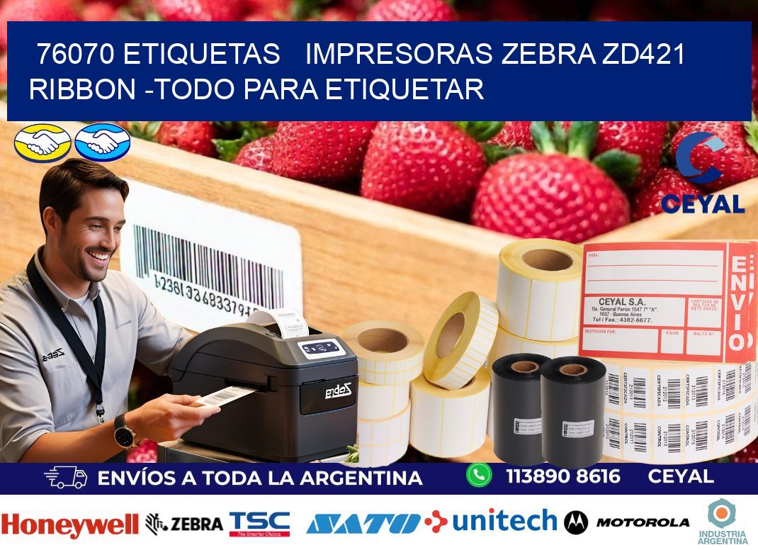 76070 etiquetas   impresoras zebra zd421 ribbon -Todo para Etiquetar