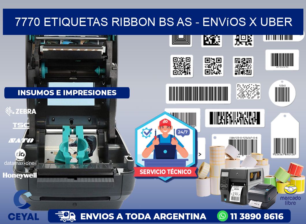 7770 etiquetas ribbon bs as - envíos x uber