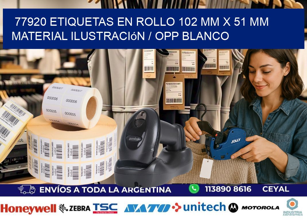 77920 Etiquetas en rollo 102 mm x 51 mm material Ilustración / OPP Blanco