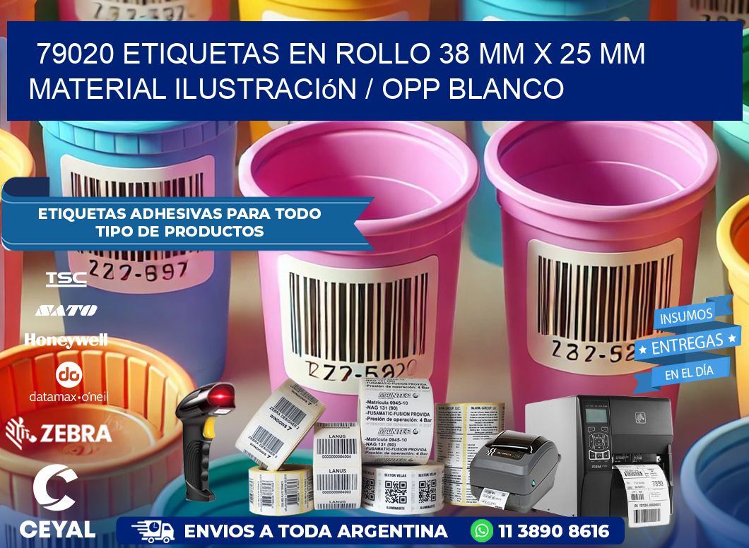 79020 Etiquetas en rollo 38 mm x 25 mm material Ilustración / OPP Blanco