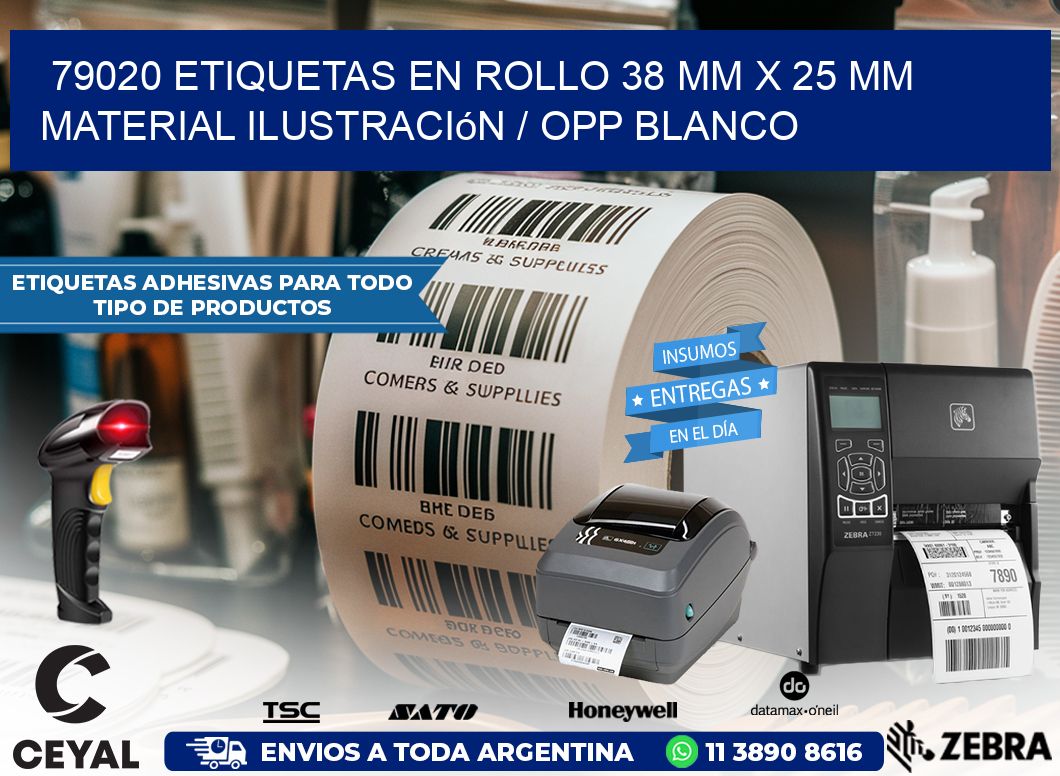 79020 Etiquetas en rollo 38 mm x 25 mm material Ilustración / OPP Blanco