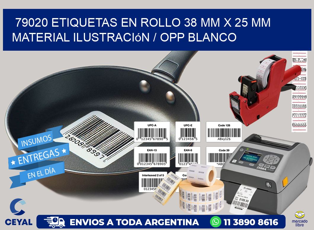 79020 Etiquetas en rollo 38 mm x 25 mm material Ilustración / OPP Blanco