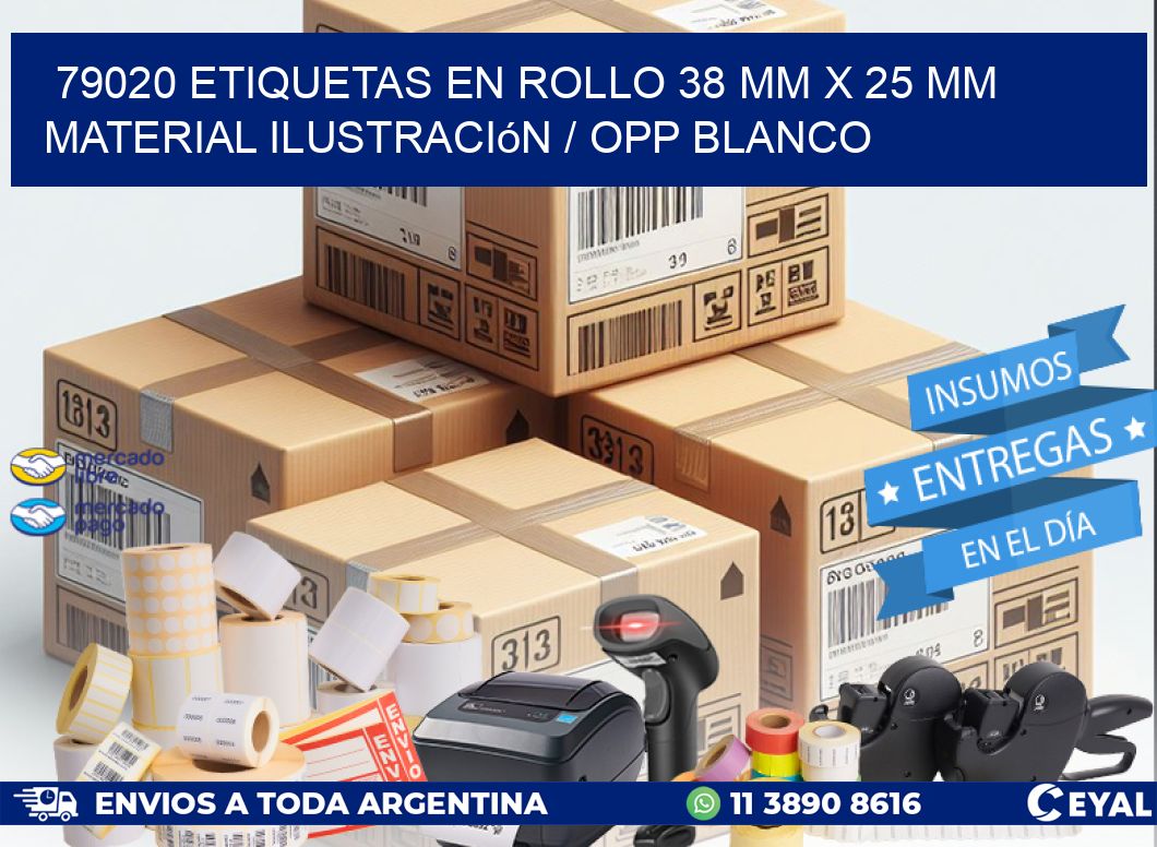 79020 Etiquetas en rollo 38 mm x 25 mm material Ilustración / OPP Blanco