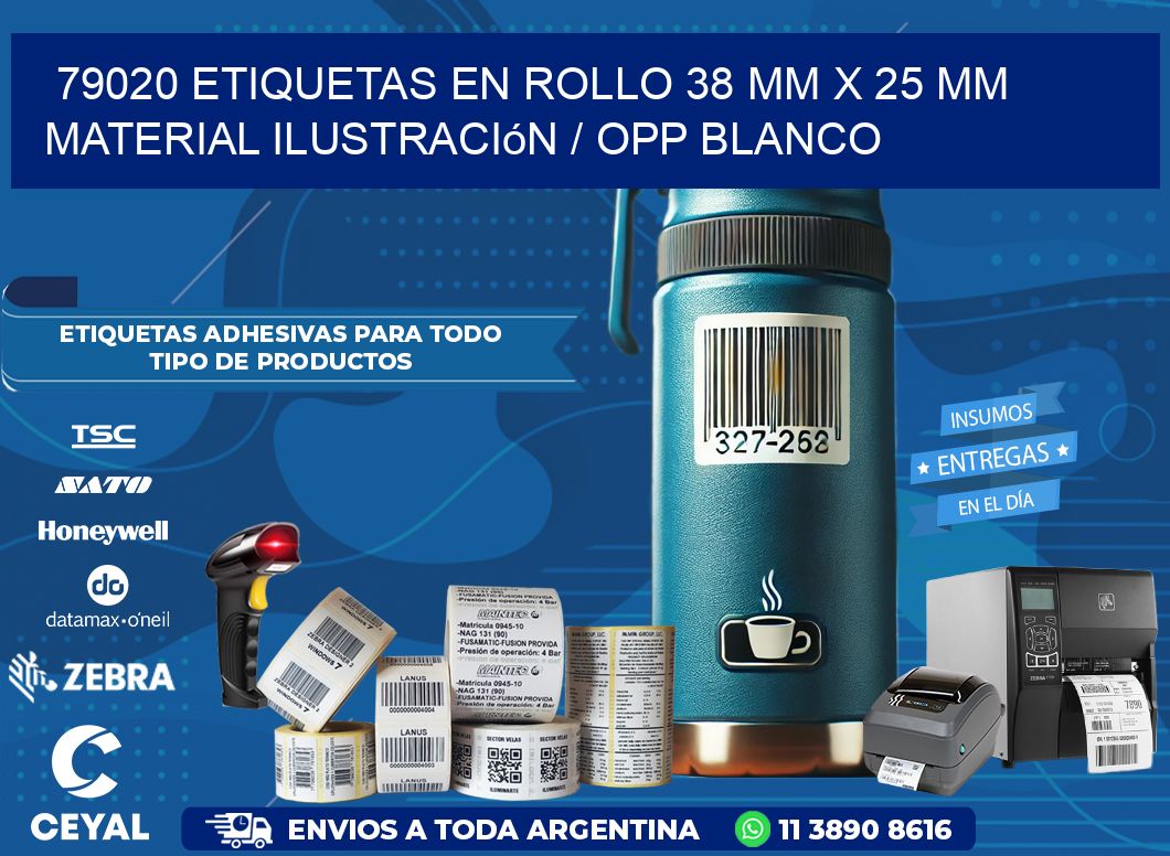 79020 Etiquetas en rollo 38 mm x 25 mm material Ilustración / OPP Blanco