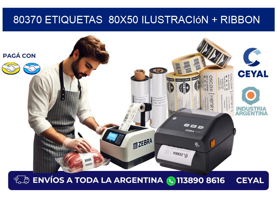 80370 etiquetas 80x50 ilustración + ribbon