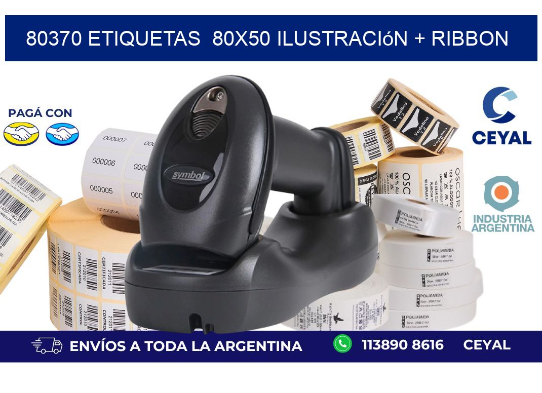 80370 etiquetas 80x50 ilustración + ribbon
