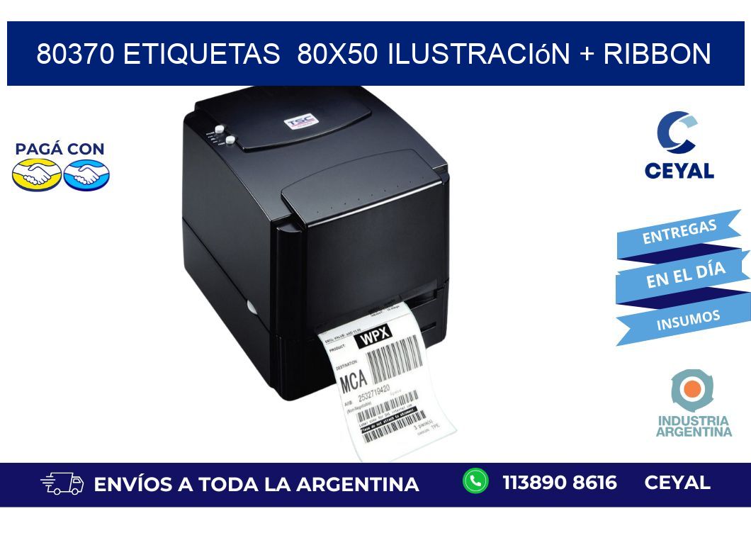 80370 etiquetas 80x50 ilustración + ribbon