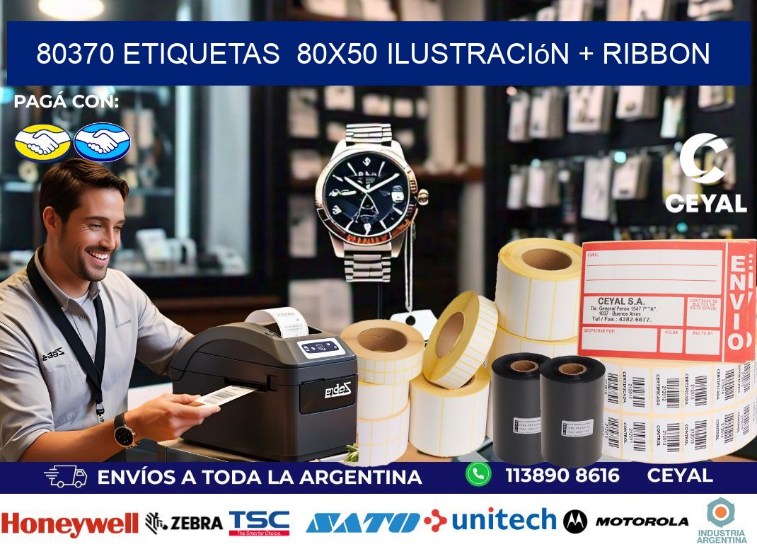 80370 etiquetas  80×50 ilustración + ribbon