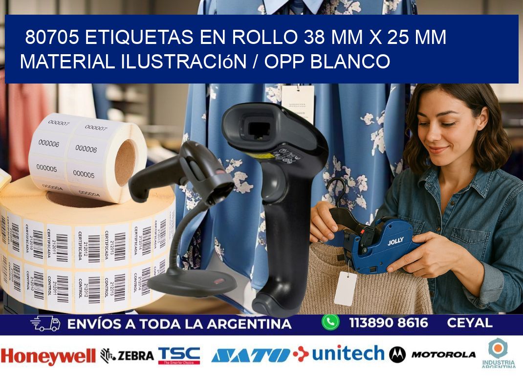 80705 Etiquetas en rollo 38 mm x 25 mm material Ilustración / OPP Blanco