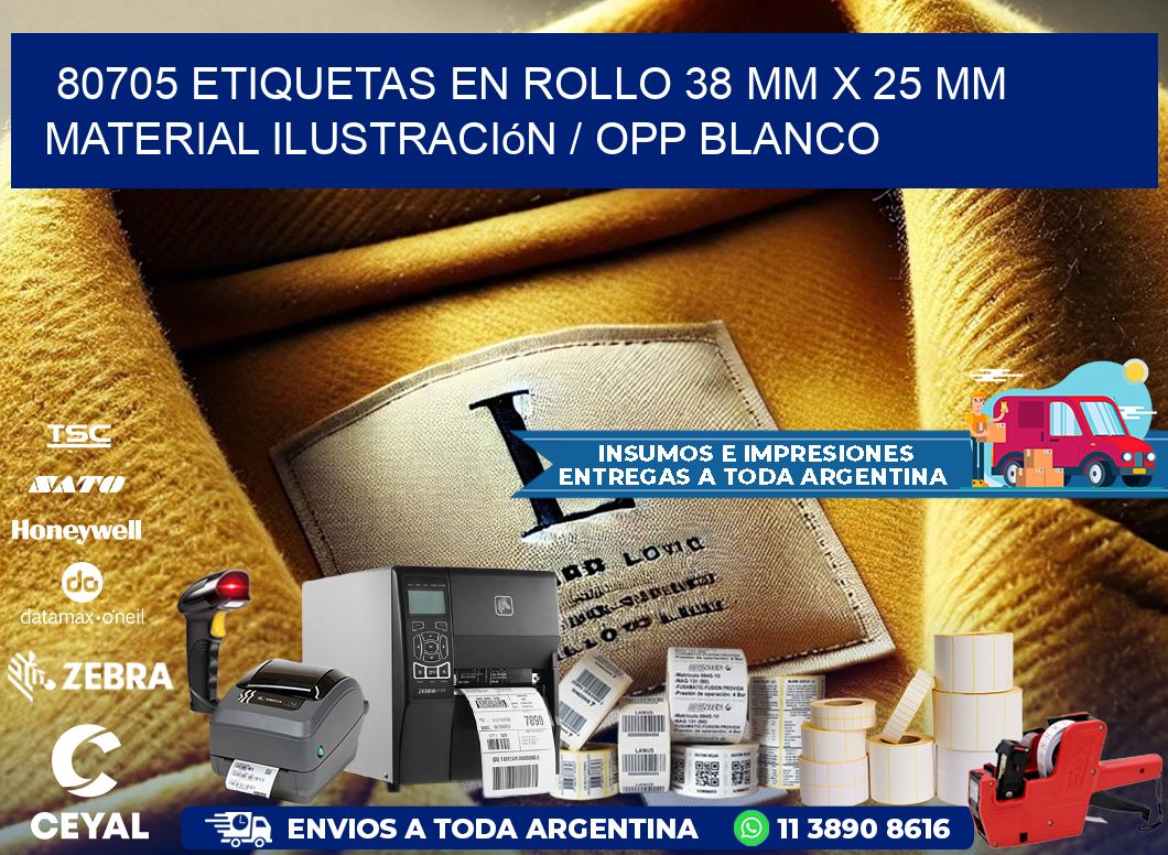 80705 Etiquetas en rollo 38 mm x 25 mm material Ilustración / OPP Blanco