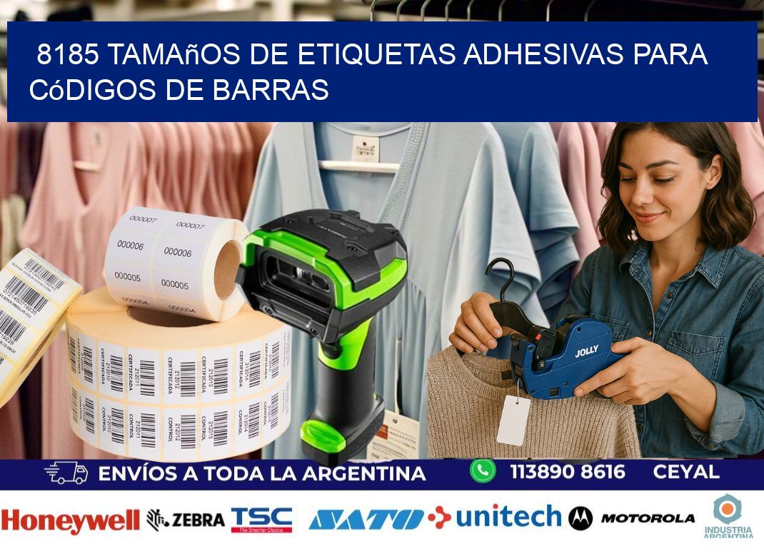 8185 Tamaños de etiquetas adhesivas para códigos de barras