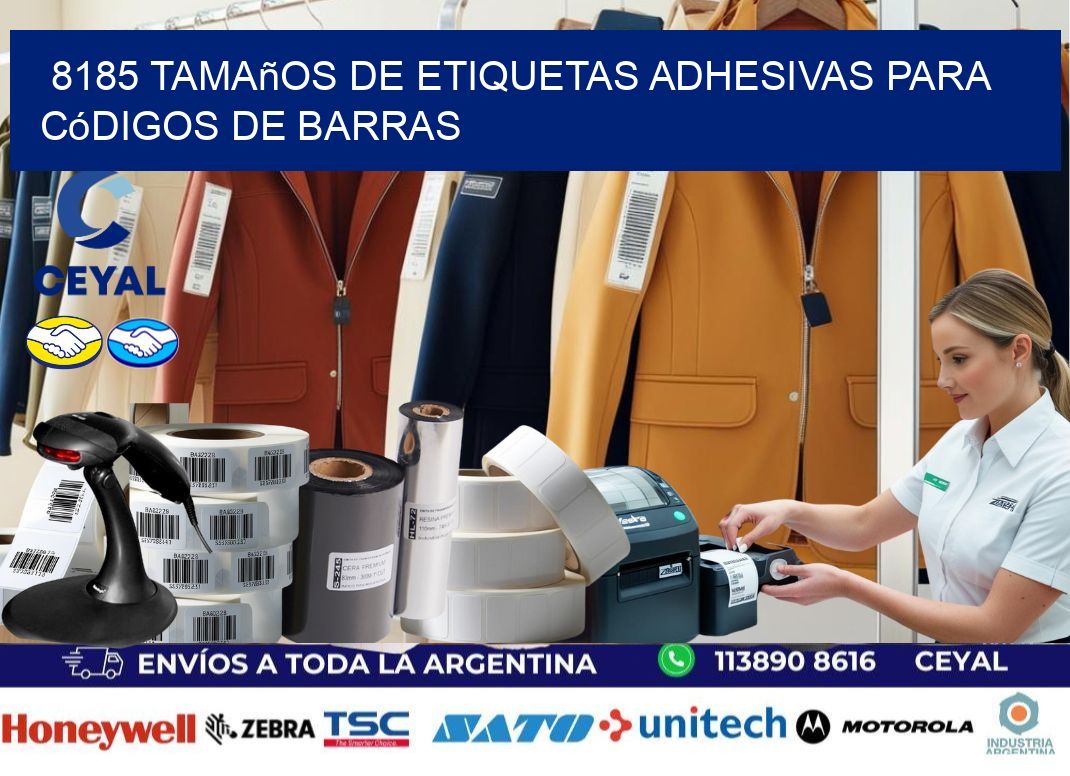 8185 Tamaños de etiquetas adhesivas para códigos de barras